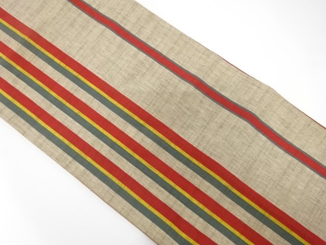 アンティーク　綿紬　縞模様織り出し袋帯（材料）